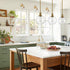 Modern Gold Glass Globe Pendant Light for Kitchen Rod-Hung